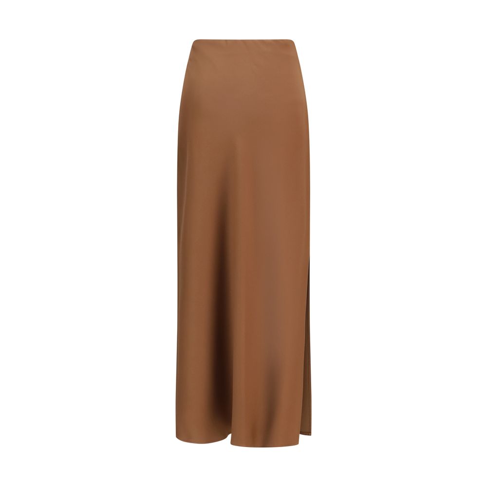 Brunello Cucinelli Brown Acetate Midi Skirt
