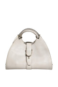Gucci White Leather Stirrup Top Handle Bag