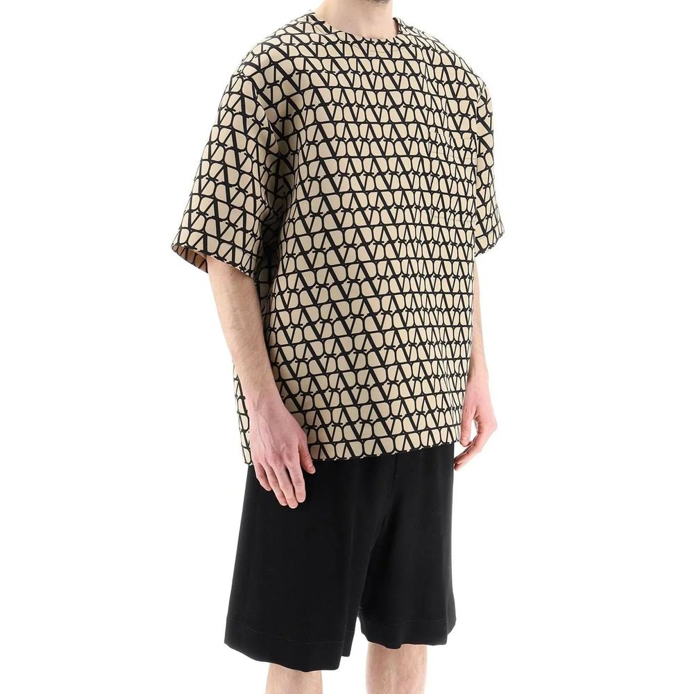 Valentino Garavani Brown Silk T-Shirt