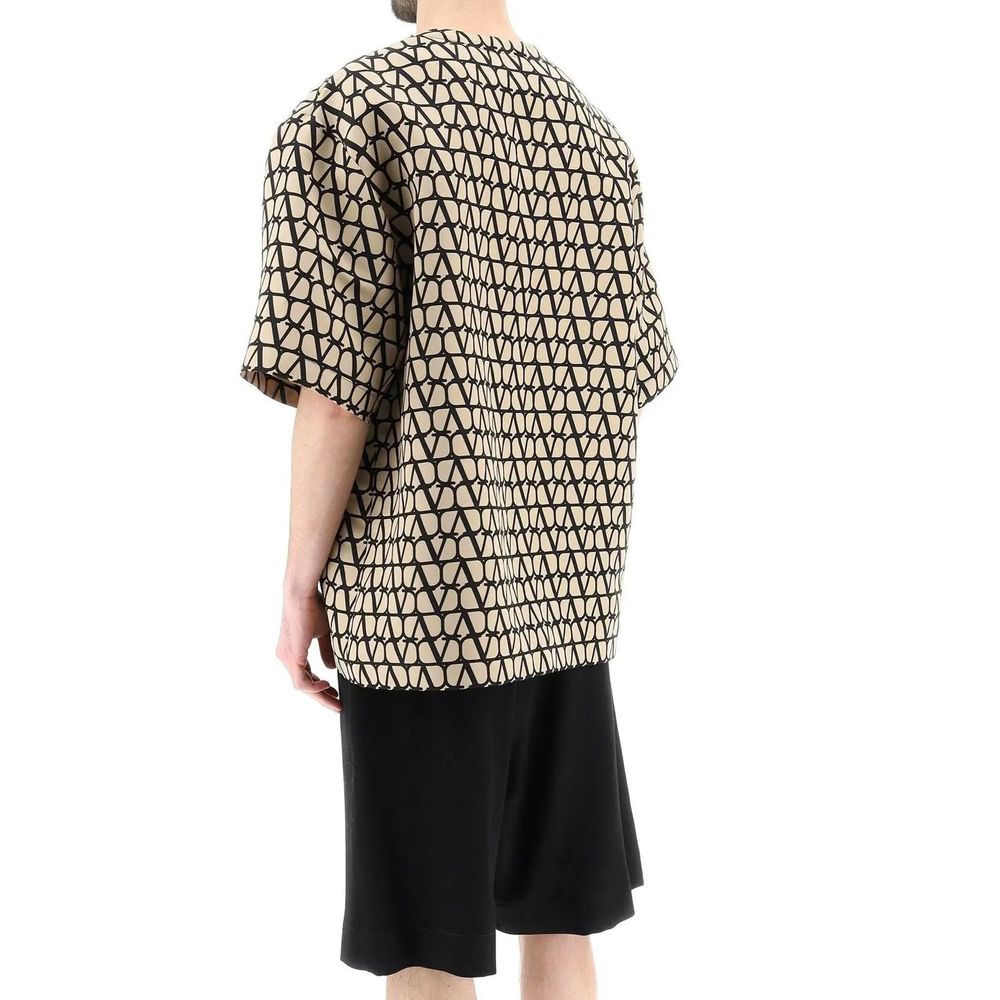 Valentino Garavani Brown Silk T-Shirt