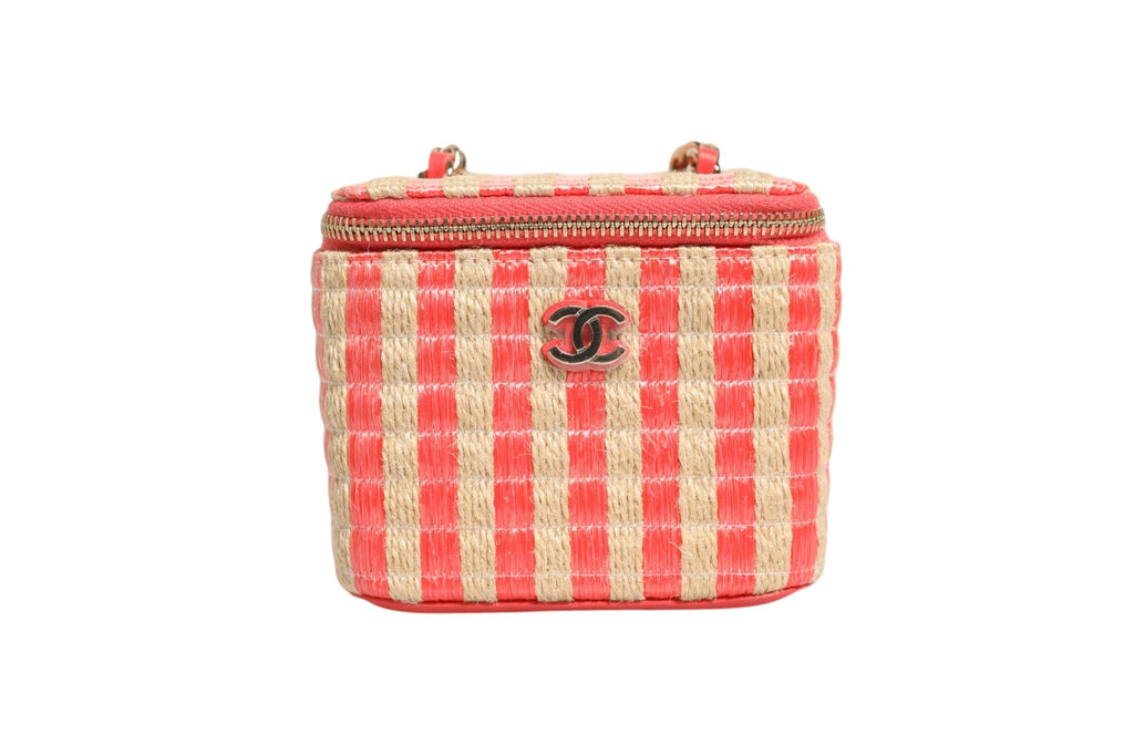 Chanel Raffia Jute Striped Mini Vanity Case