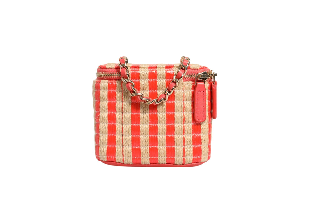 Chanel Raffia Jute Striped Mini Vanity Case