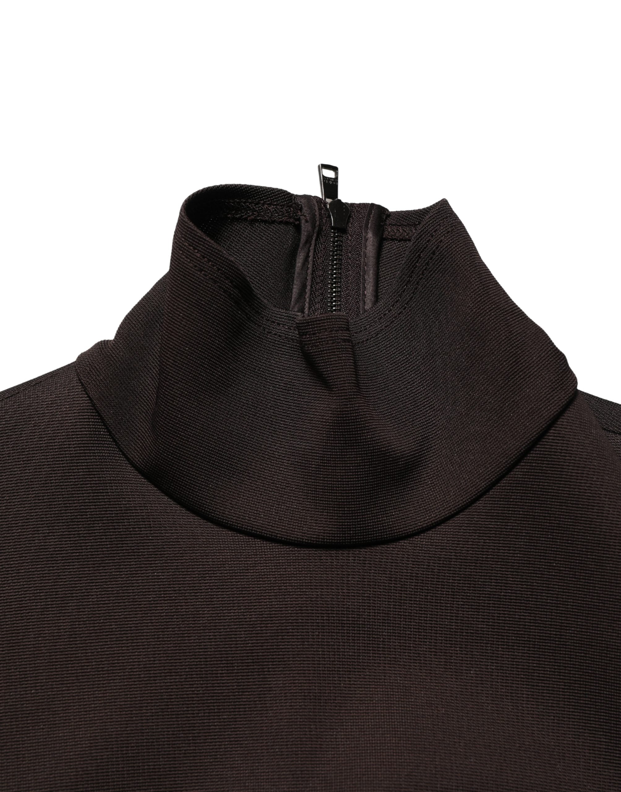 Dolce & Gabbana Brown Turtleneck Jersey Long Maxi Dress