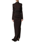 Dolce & Gabbana Brown Turtleneck Jersey Long Maxi Dress