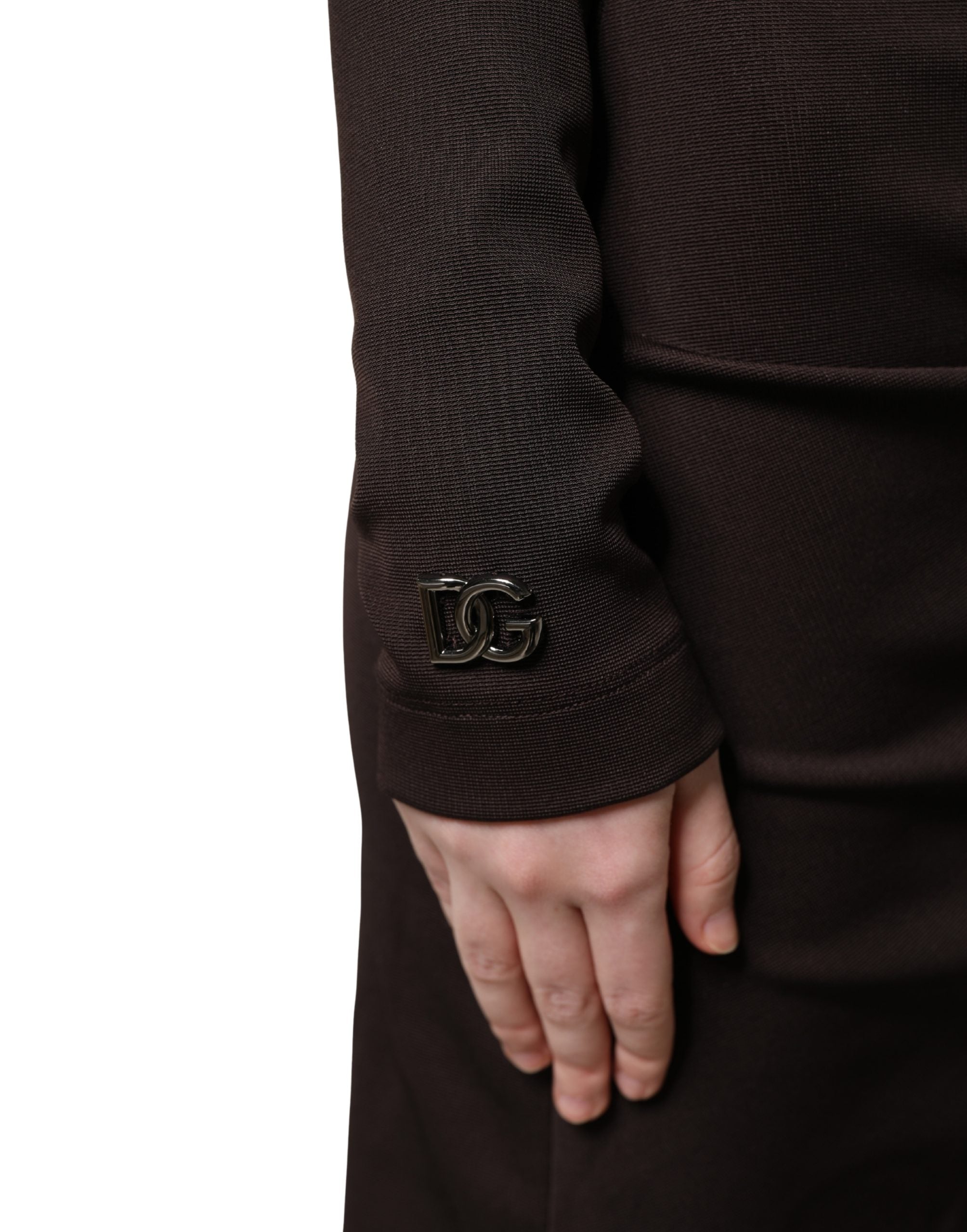 Dolce & Gabbana Brown Turtleneck Jersey Long Maxi Dress