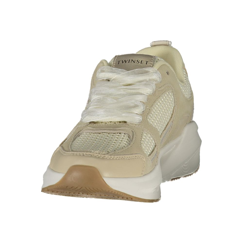Twinset Beige Fabric Womens Sneaker