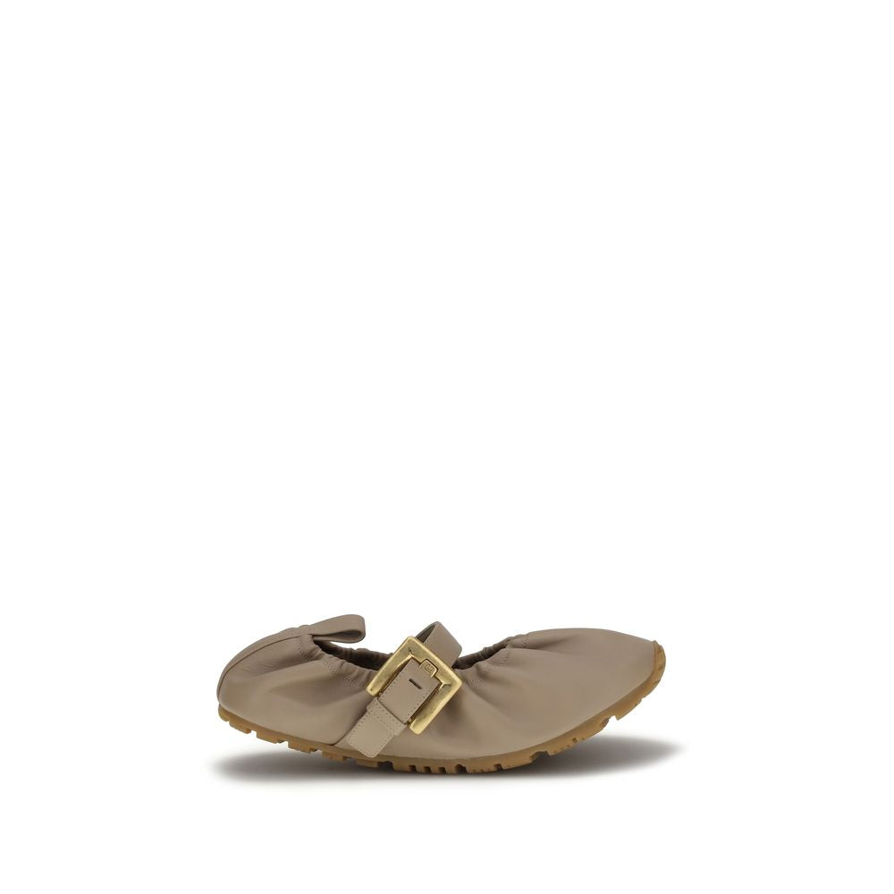 Balmain Beige Lamb Ovis Aries Aries Ballet Flats