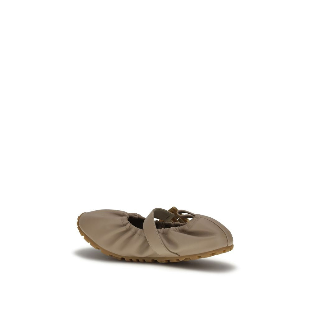 Balmain Beige Lamb Ovis Aries Aries Ballet Flats