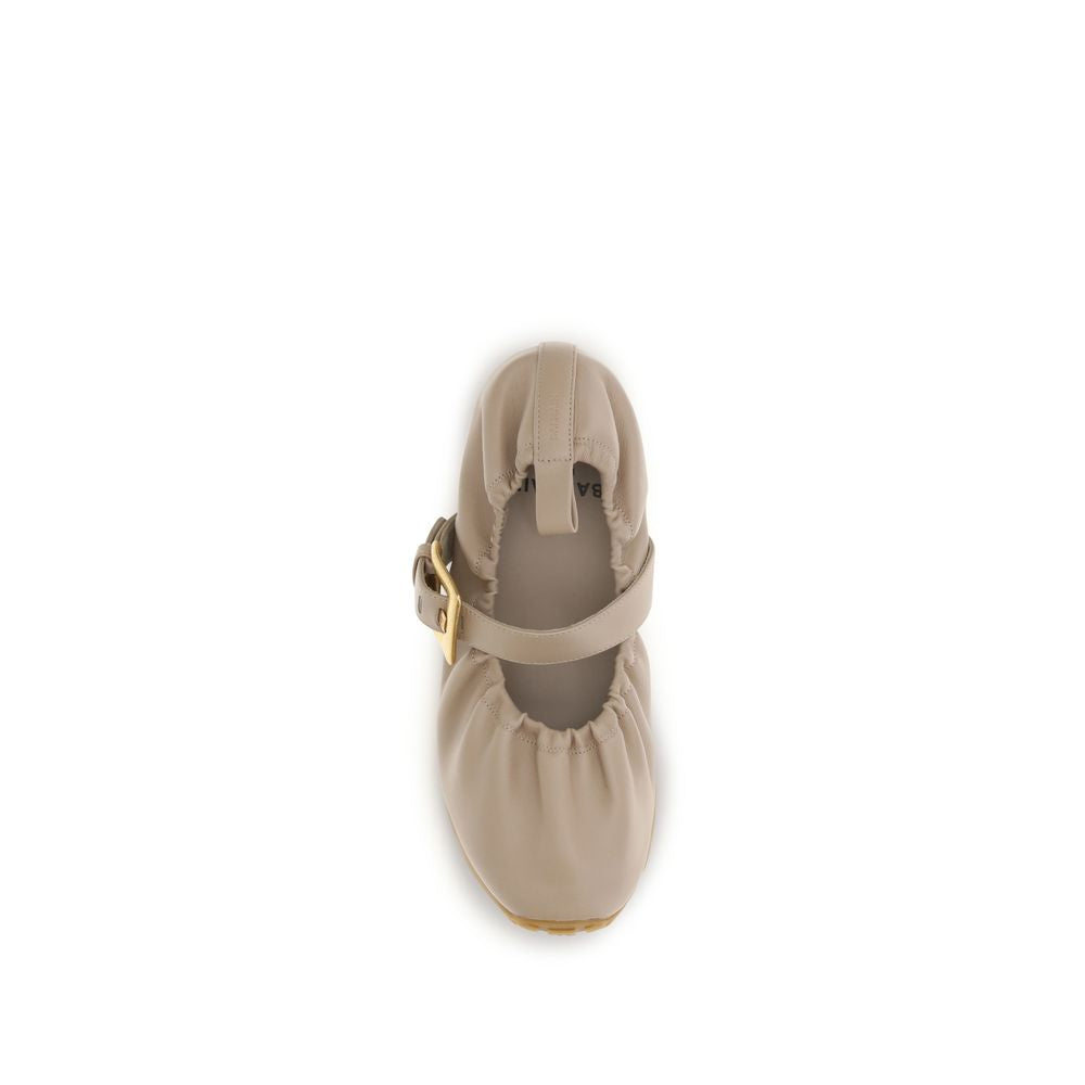 Balmain Beige Lamb Ovis Aries Aries Ballet Flats