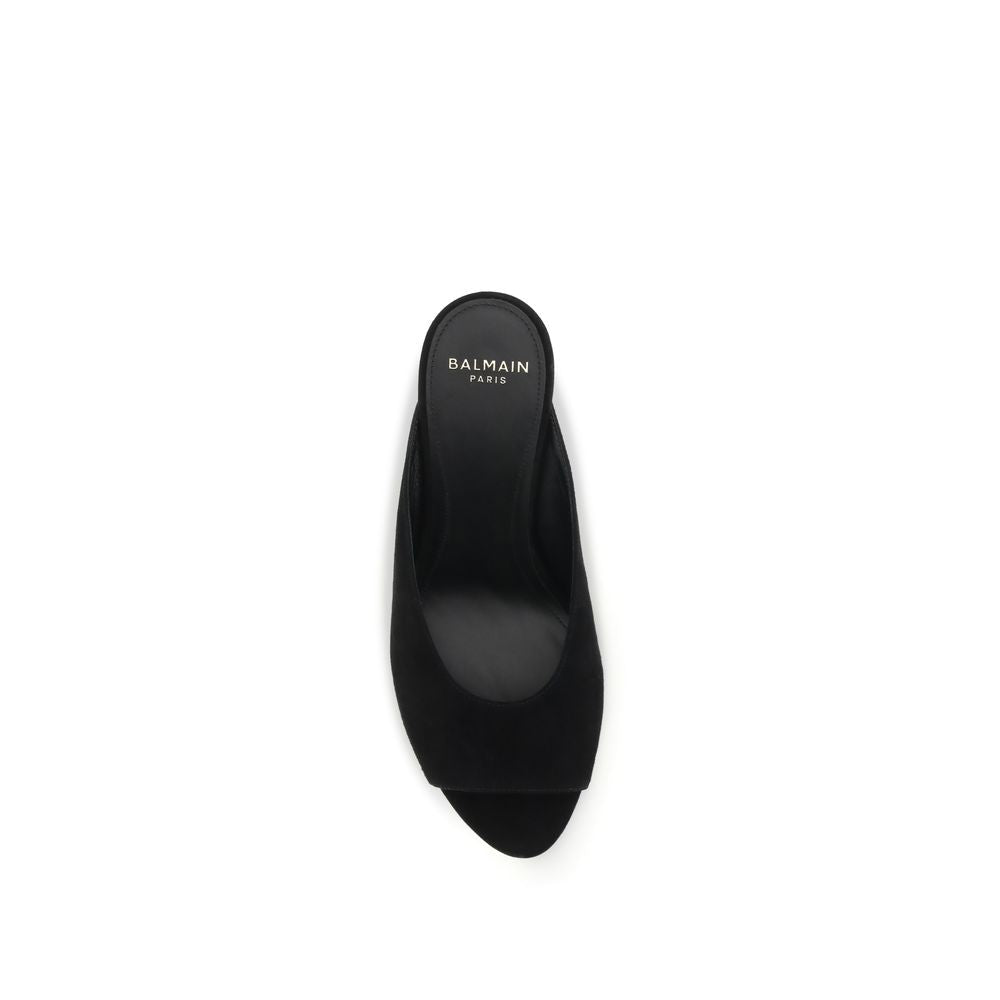 Balmain Black Goatskin Mules