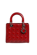 Christian Dior Cherry Red Patent Leather Cannage Quilting Small Lady Dior Bag