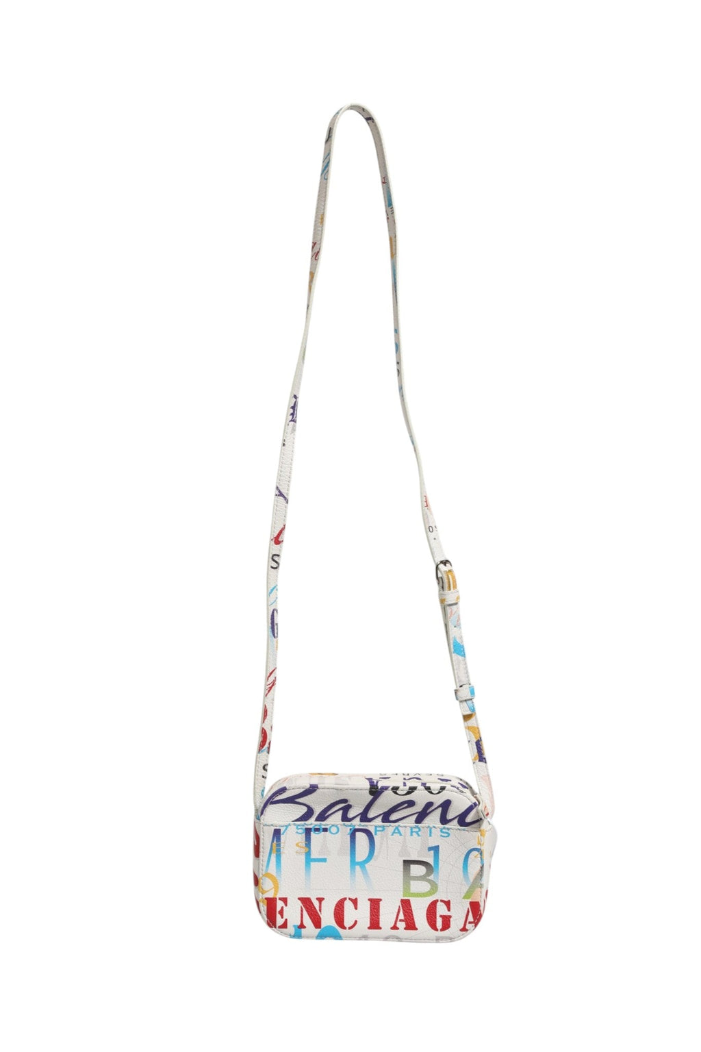 Balenciaga White Graffiti Print Leather Mini City Handbag