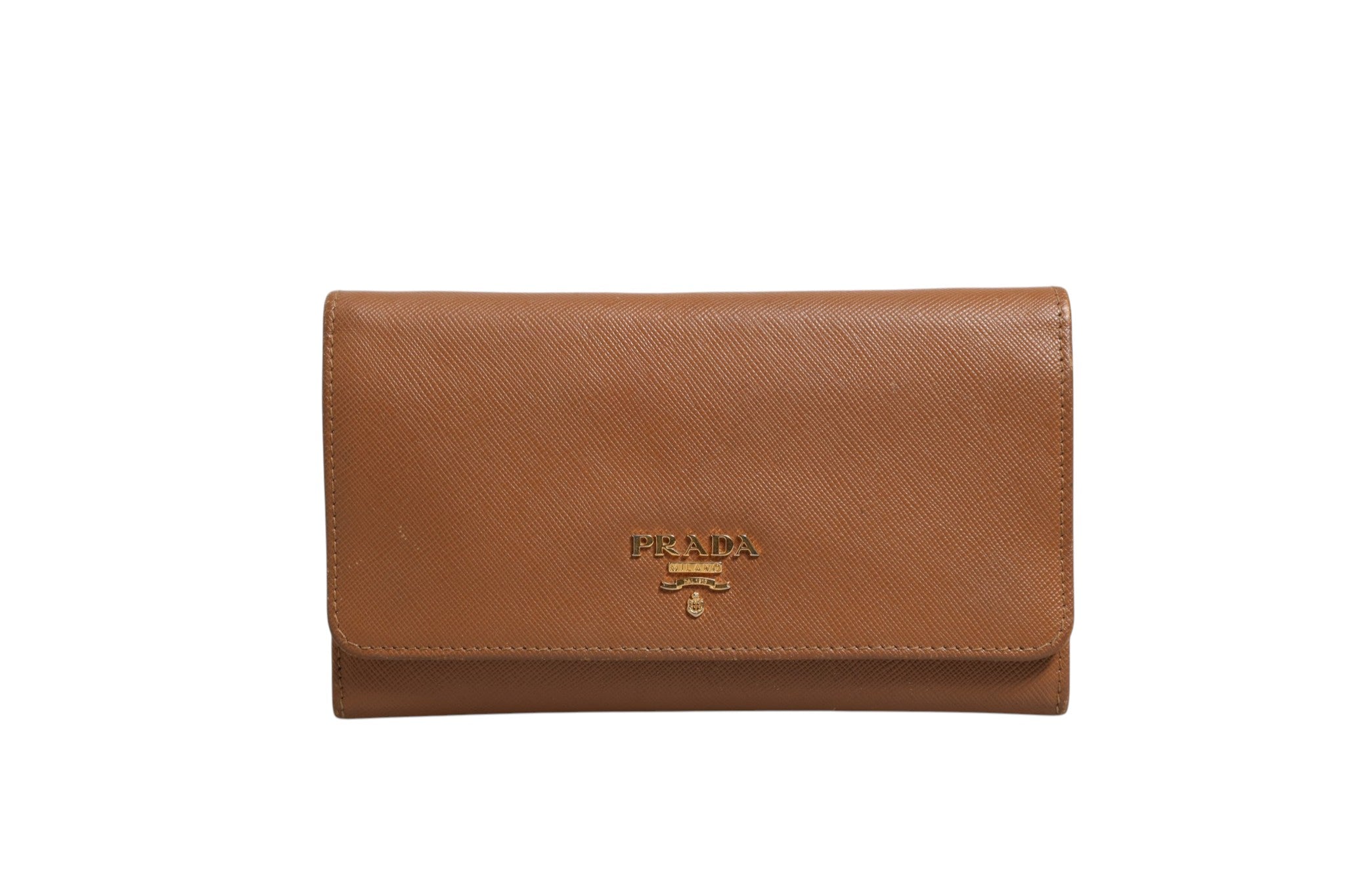 Prada Brown and Gold Wallet Strap