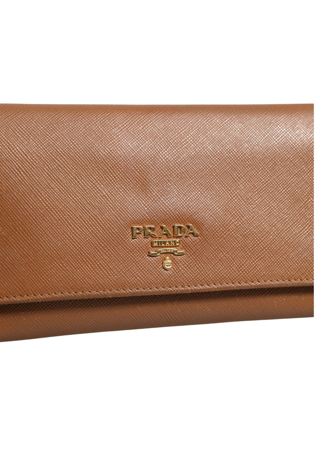 Prada Brown and Gold Wallet Strap