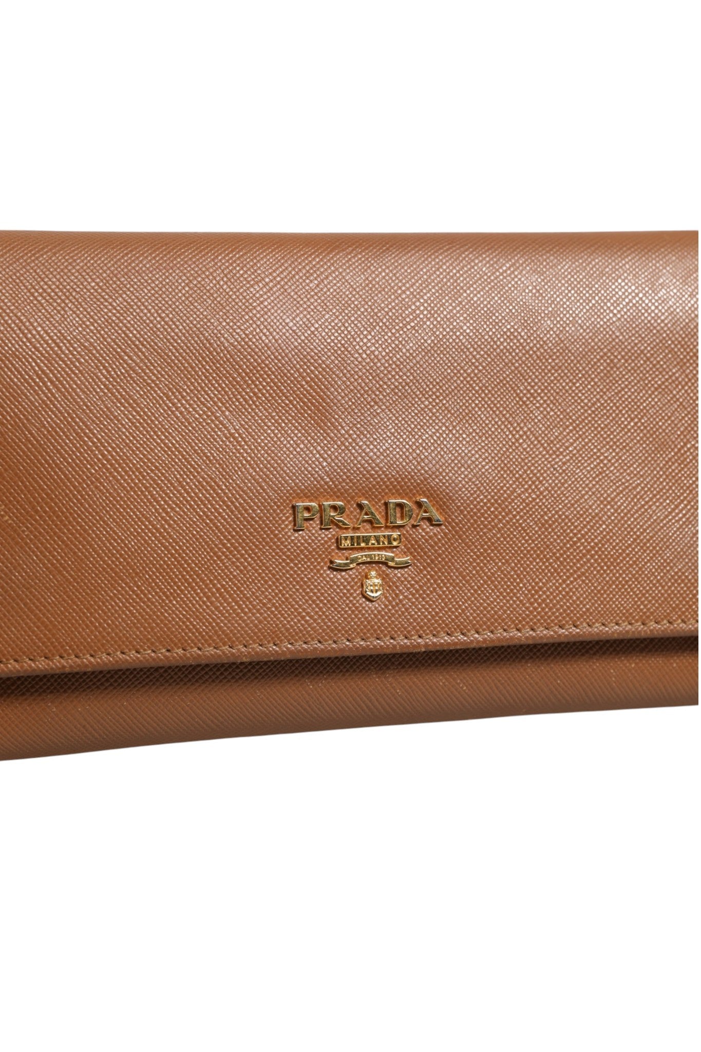 Prada Brown and Gold Wallet Strap