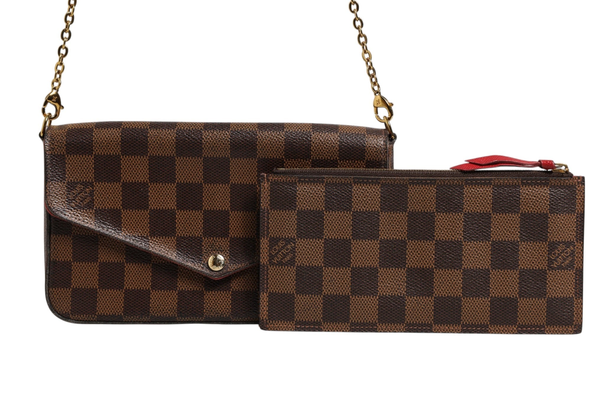 Louis Vuitton Damier Ebene Pochette Felice Chain Wallet