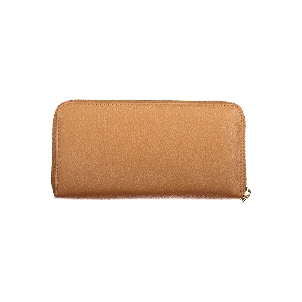 Mario Valentino Brown Polyurethane Women Wallet with Zip Closure