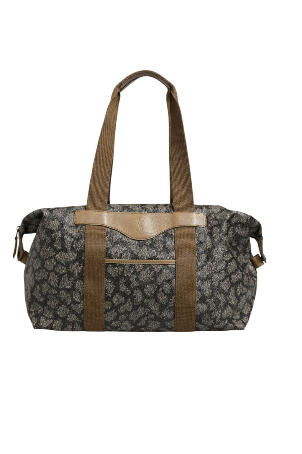 Saint Laurent Green and Brown Pattern Canvas Duffel Bag