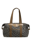 Saint Laurent Green and Brown Pattern Canvas Duffel Bag