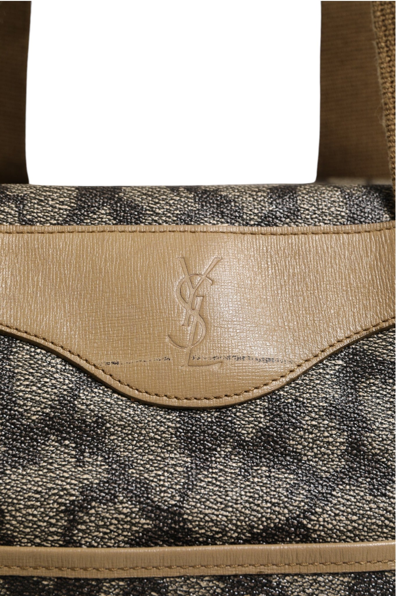 Saint Laurent Green and Brown Pattern Canvas Duffel Bag
