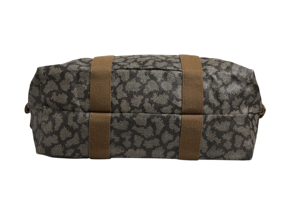 Saint Laurent Green and Brown Pattern Canvas Duffel Bag