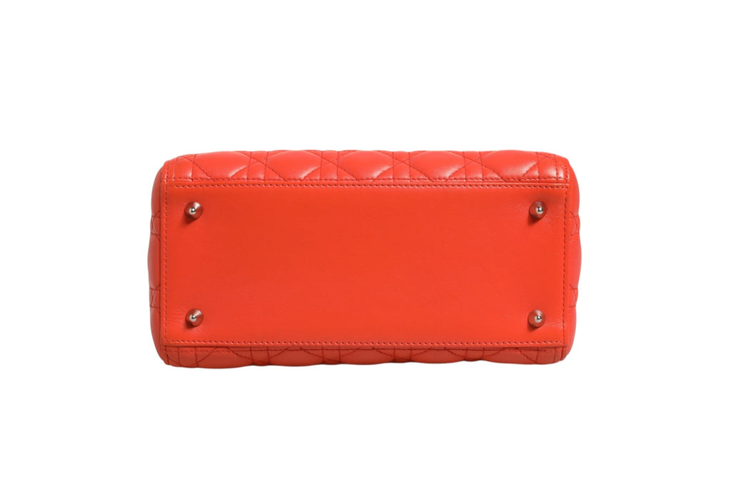Christian Dior Orange Cannage Lambskin Leather Lady Dior Bag