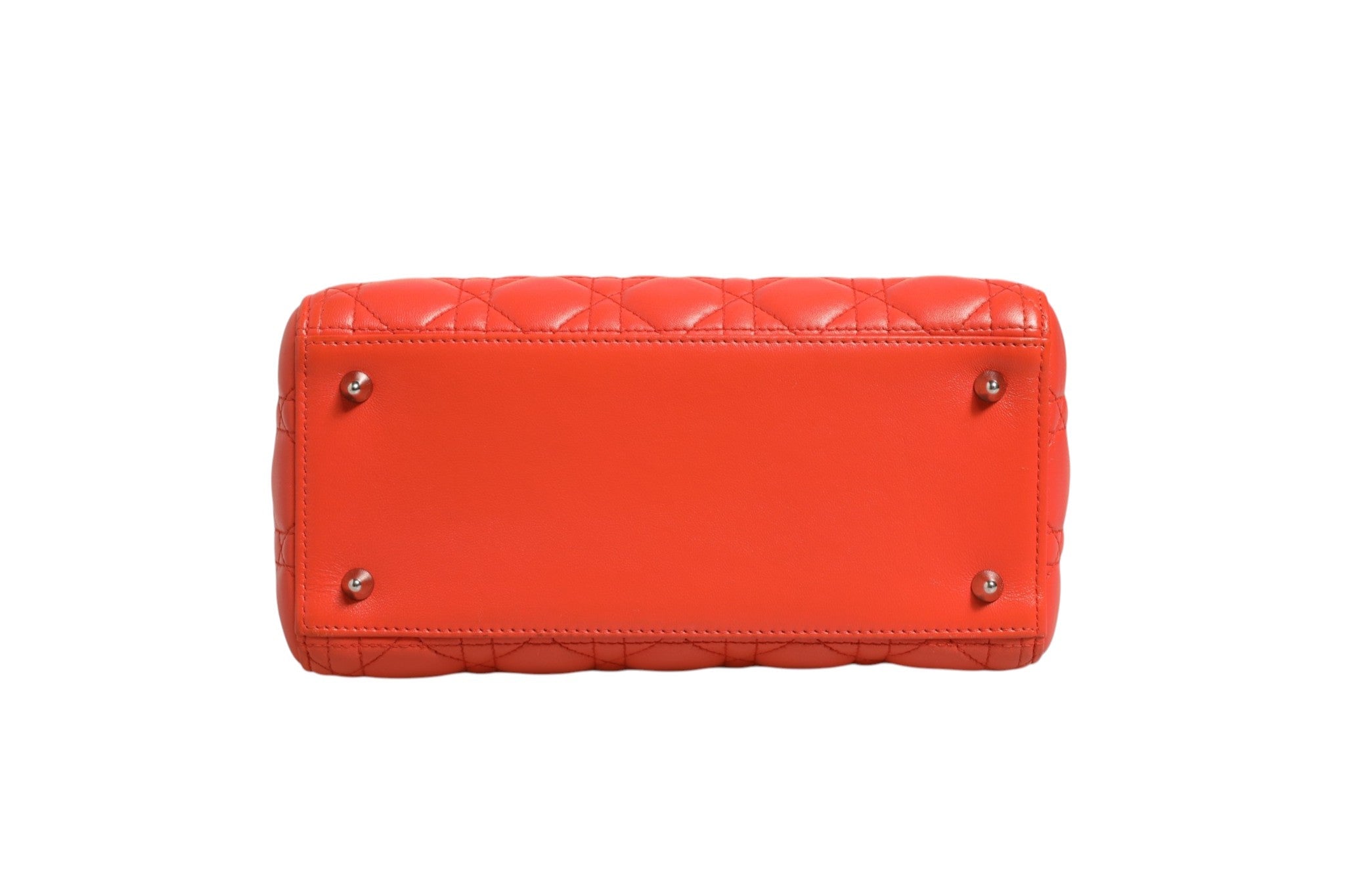Christian Dior Orange Cannage Lambskin Leather Lady Dior Bag
