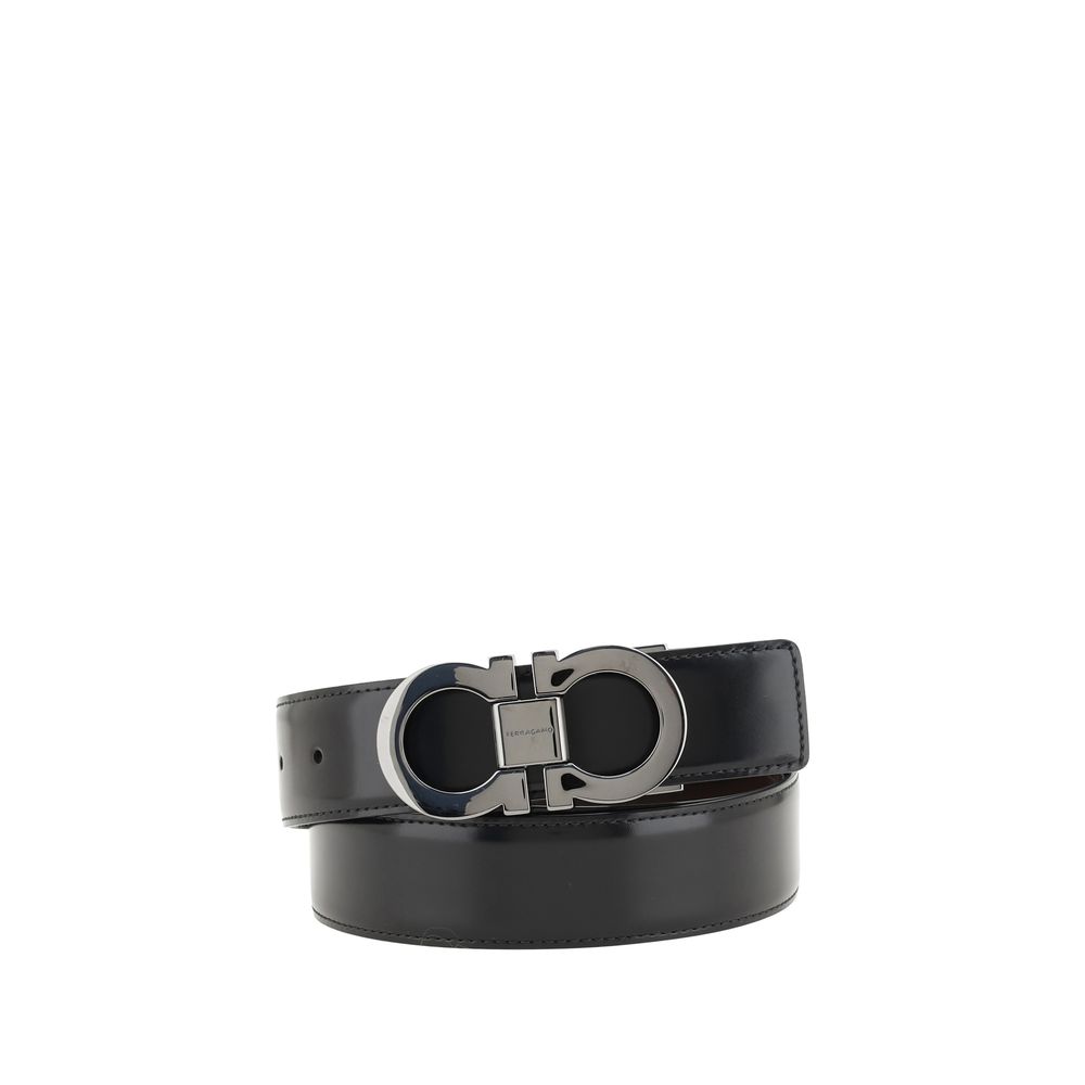 Ferragamo Black Calf Leather Bos Taurus Belt
