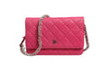 Chanel Pink Quilted Lambskin Wallet On Chain WOC Silver