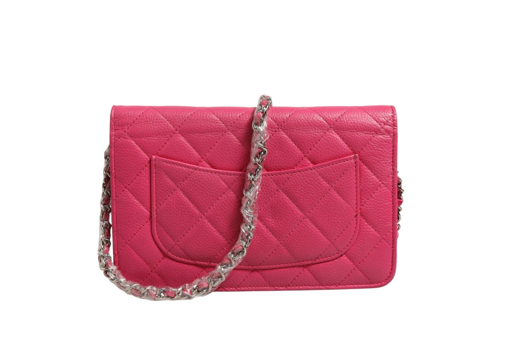 Chanel Pink Quilted Lambskin Wallet On Chain WOC Silver