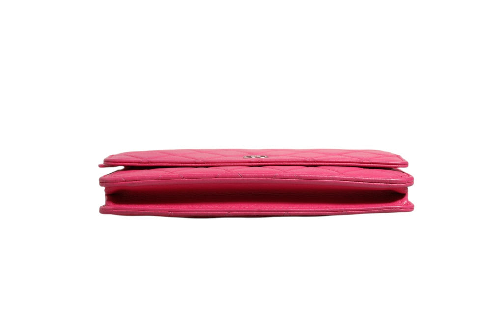 Chanel Pink Quilted Lambskin Wallet On Chain WOC Silver