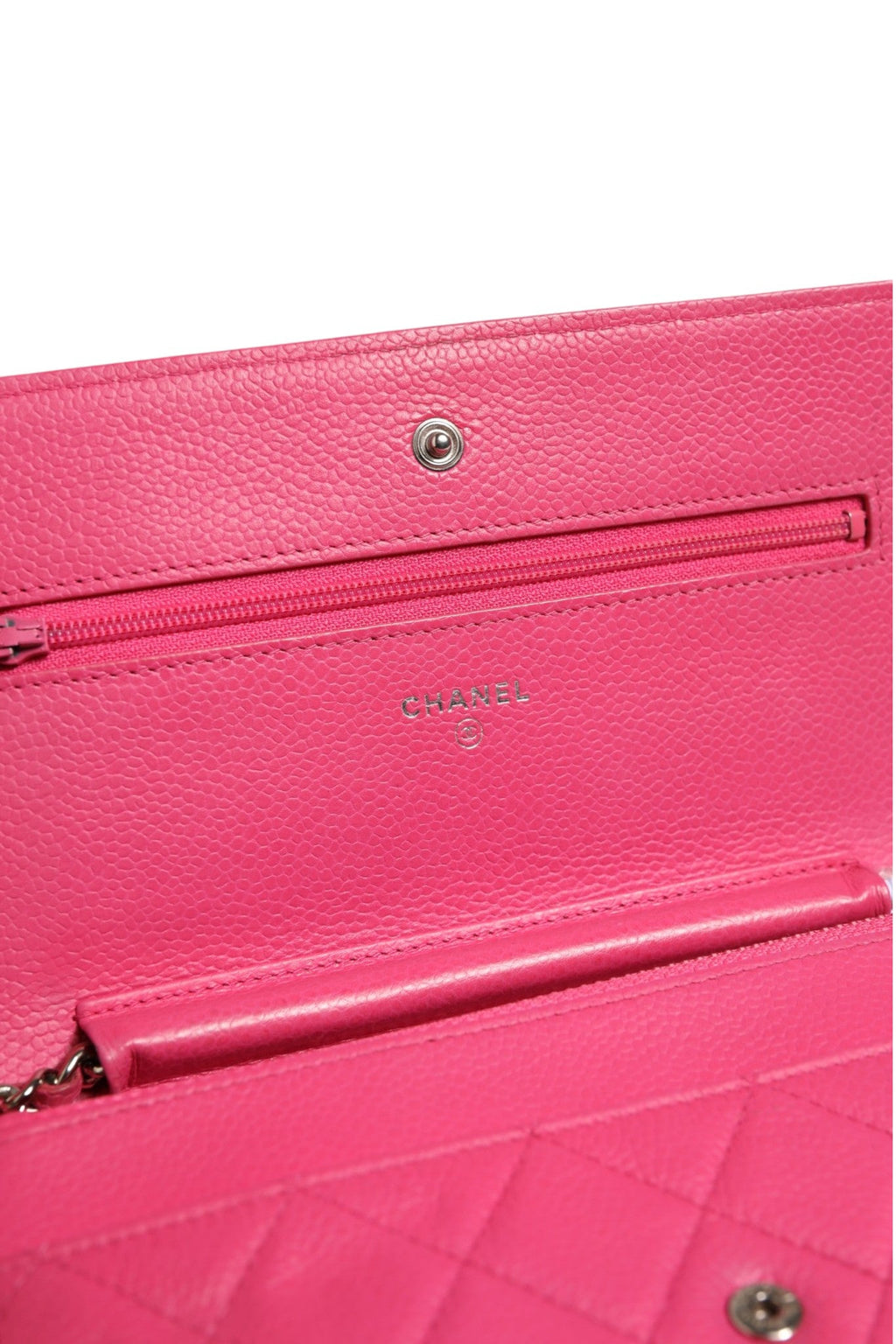 Chanel Pink Quilted Lambskin Wallet On Chain WOC Silver