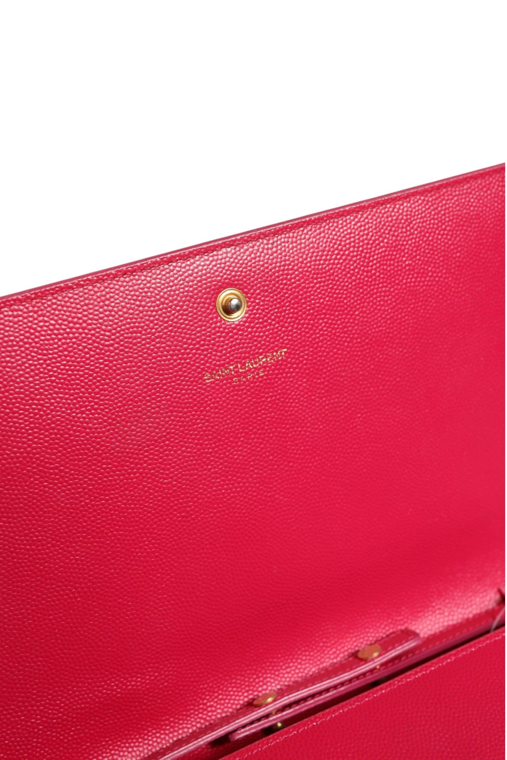 Saint Laurent Red Leather Monogram Wallet on Chain