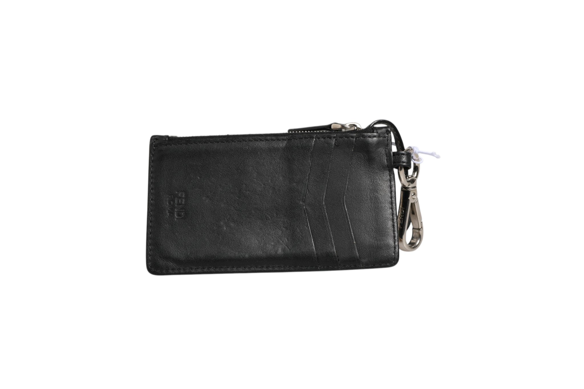 Fendi Vitello Liberty Studded Coin Pouch Key Case Ardesia