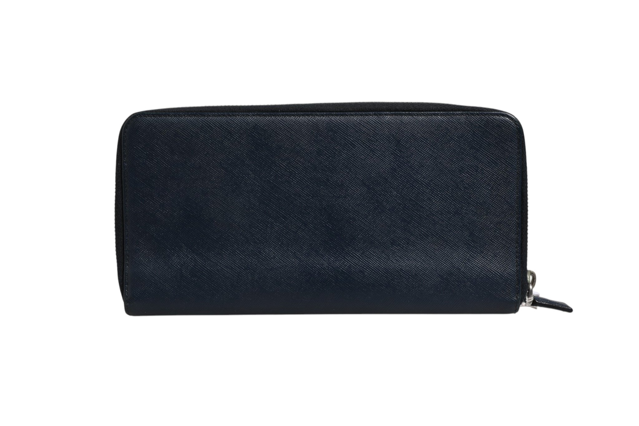 Prada Navy Oliver Embossed Leather Zip-Around Wallet