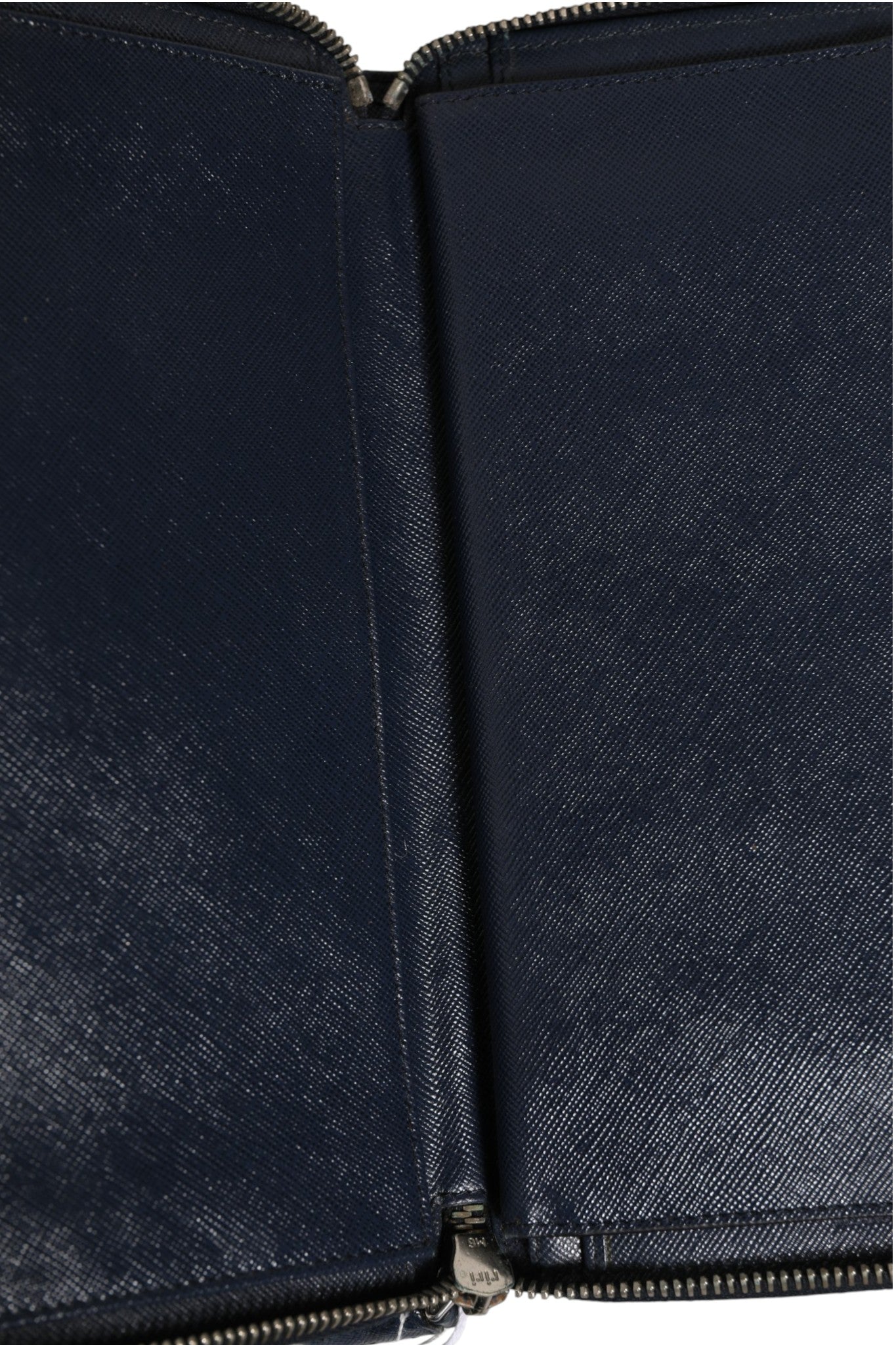 Prada Navy Oliver Embossed Leather Zip-Around Wallet