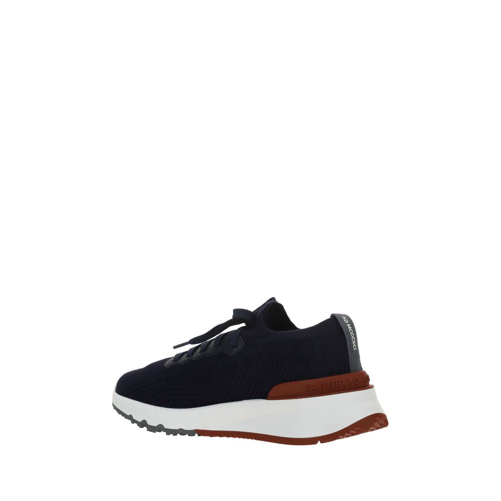 Brunello Cucinelli Blue Cotton Low Top Sneakers