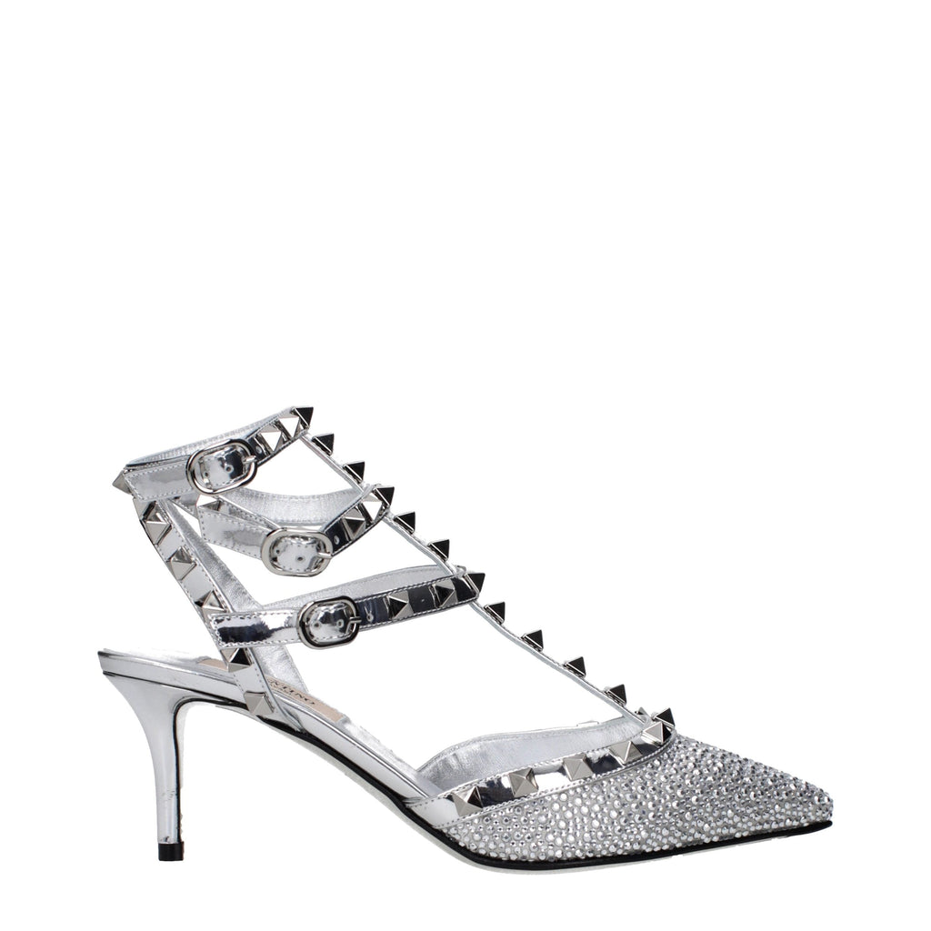Valentino Garavani Gray Leather Stiletto Heel Sandals