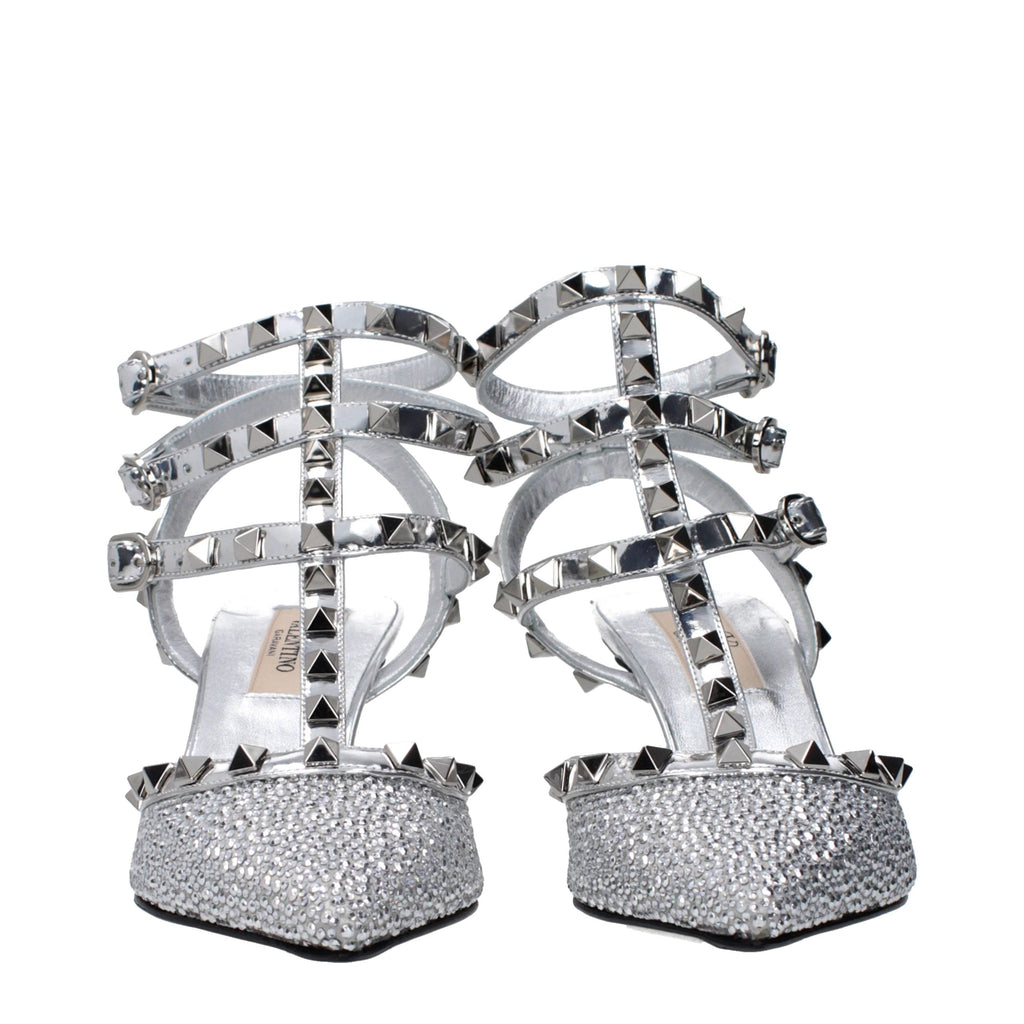Valentino Garavani Gray Leather Stiletto Heel Sandals