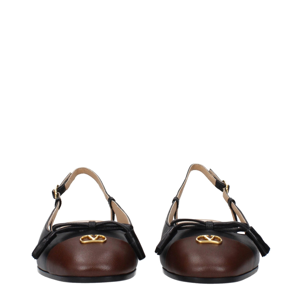 Valentino Garavani Black Leather Ballet Flats