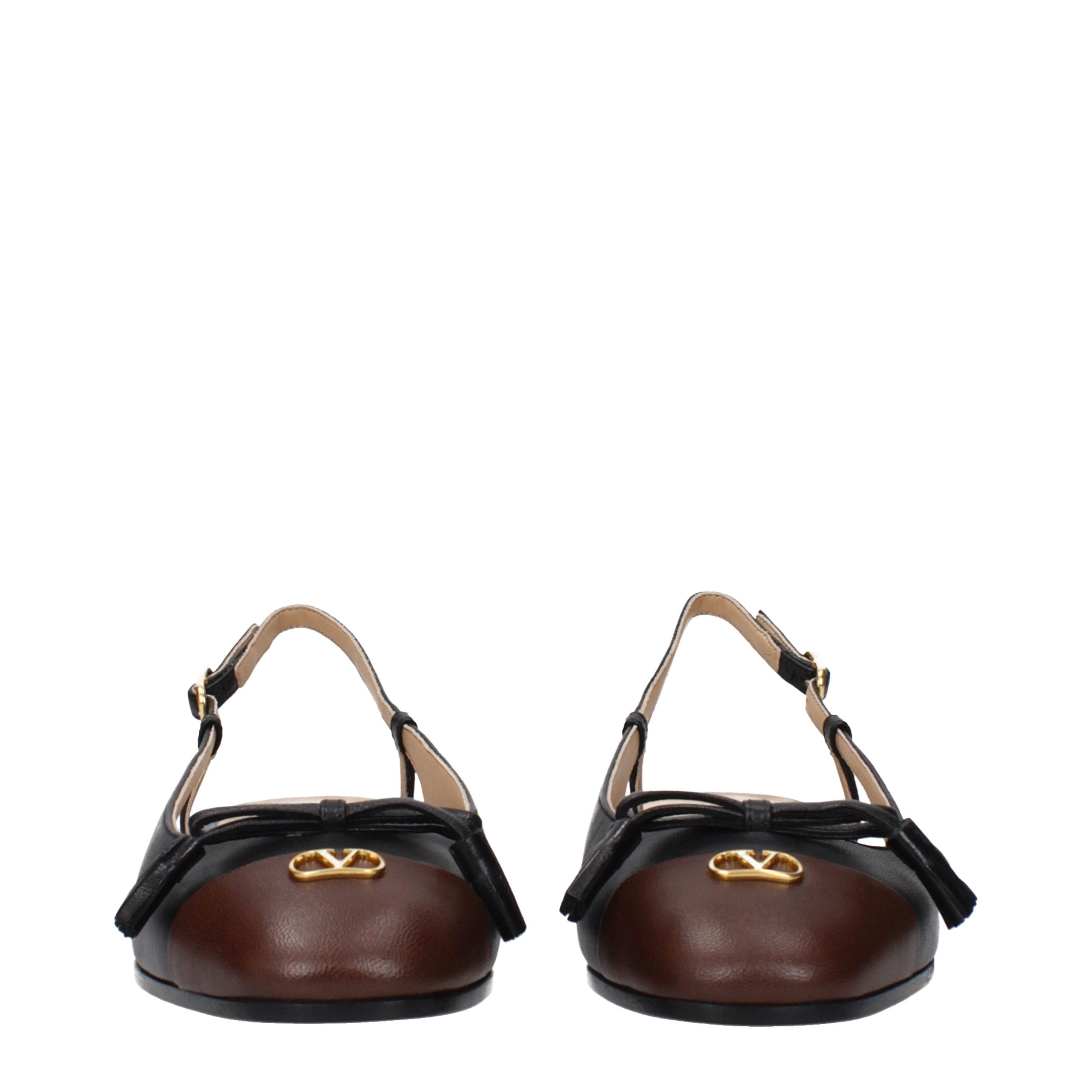 Valentino Garavani Black Leather Ballet Flats