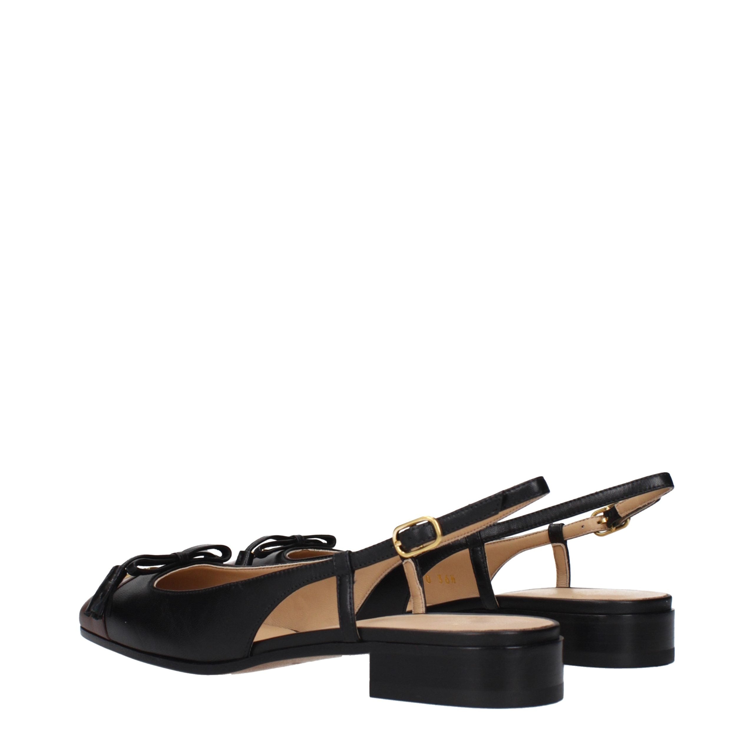 Valentino Garavani Black Leather Ballet Flats