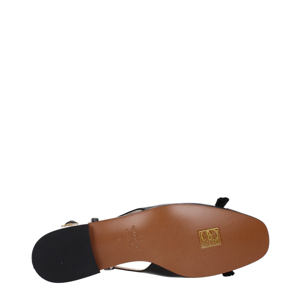 Valentino Garavani Black Leather Ballet Flats