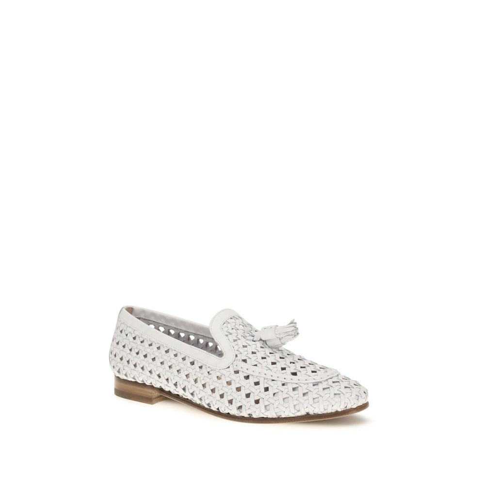 Fratelli Rossetti White Calf Leather Bos Taurus Slip-On Loafers
