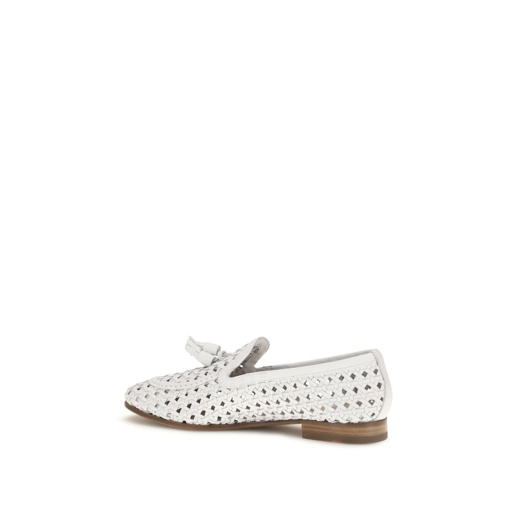 Fratelli Rossetti White Calf Leather Bos Taurus Slip-On Loafers