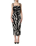 Dolce & Gabbana Black White Zebra Cady Calf Length Dress