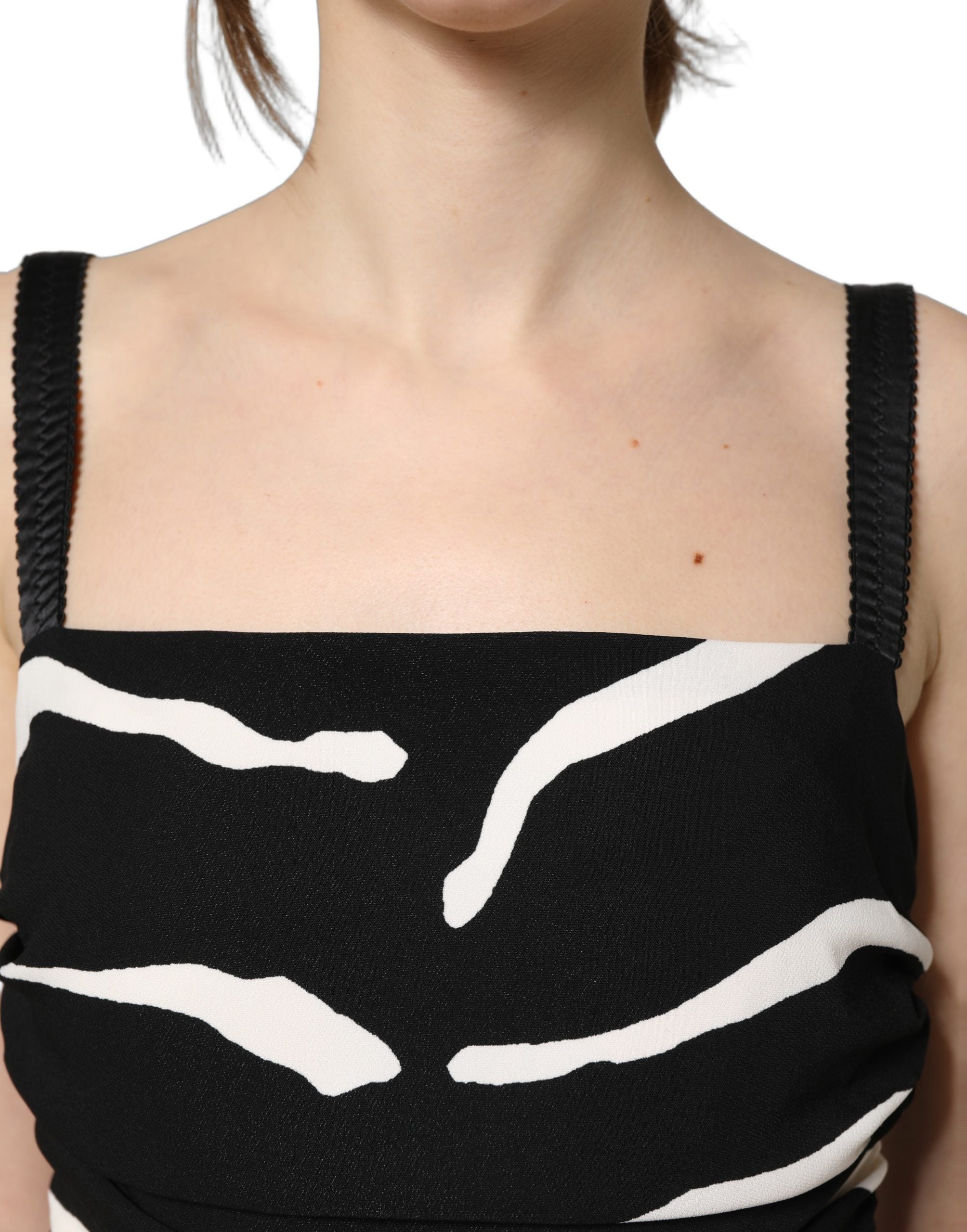 Dolce & Gabbana Black White Zebra Cady Calf Length Dress