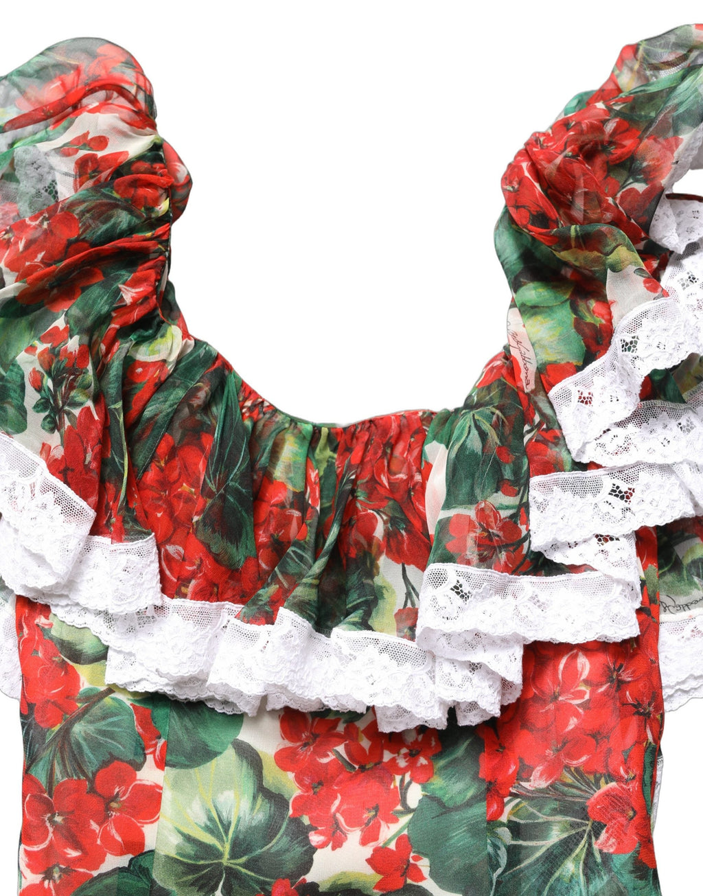 Dolce & Gabbana Multicolor Geranium Flower Lace Maxi Dress
