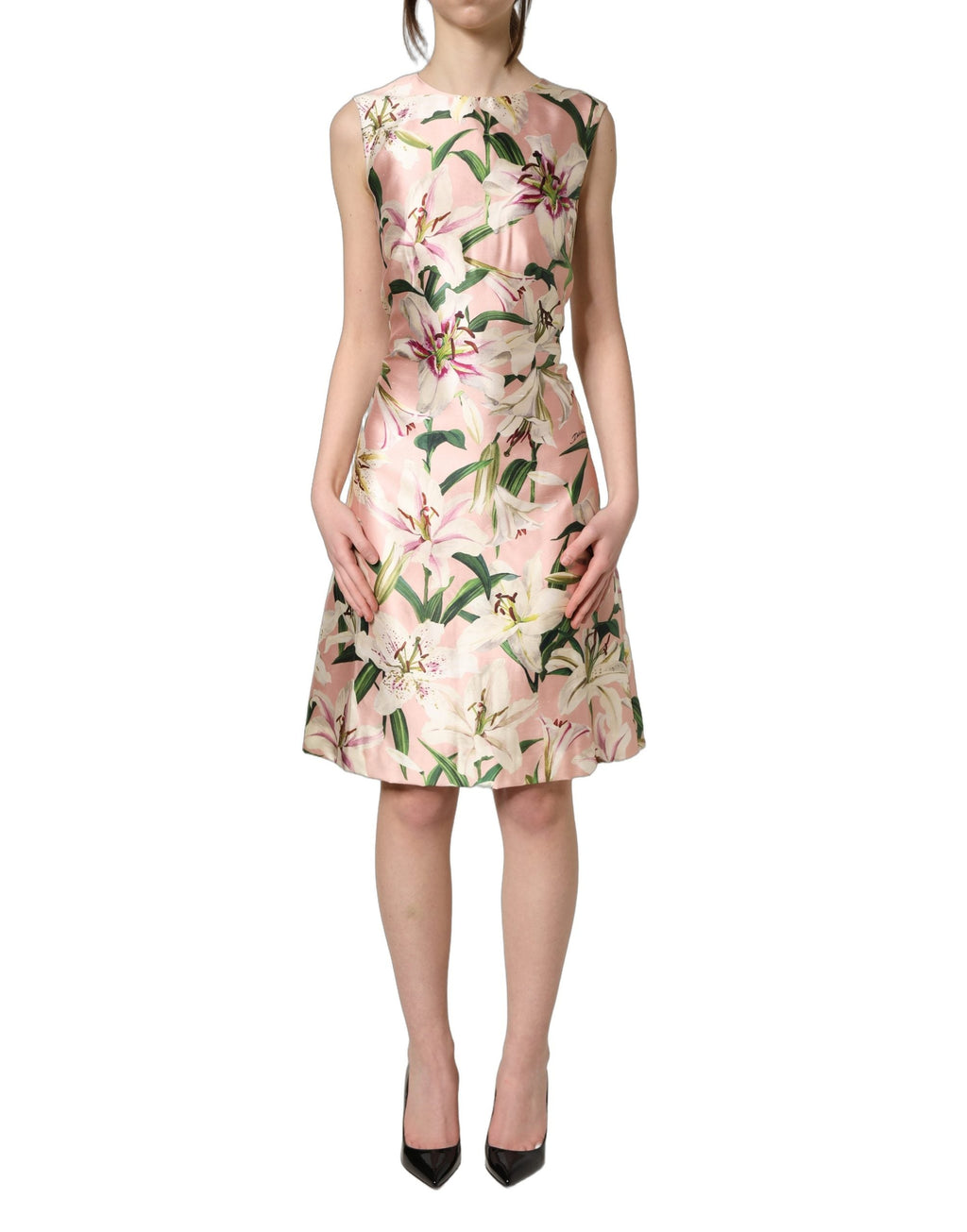 Dolce & Gabbana Light Pink LilyPrint Sleeveless Sheath Dress