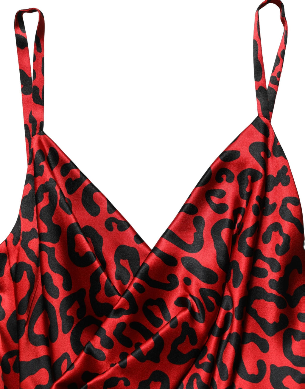 Dolce & Gabbana Red Leopard Draped Sleeveless Maxi Dress